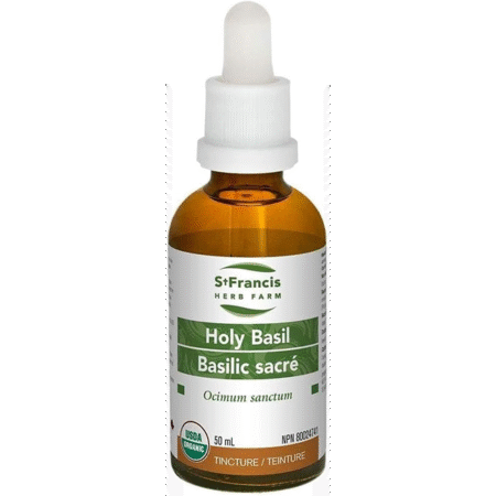 St. Francis Herb Farm Holy Basil Tincture | Certified Organic | Used in traditional Ayurvedic Medicine | Helps to Relieve Coughs & Colds | Benefits the Heart as a Heart Tonic | (100ml)